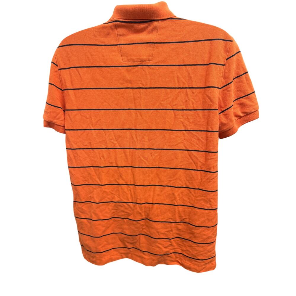 Nautica Deck Polo Mens L Orange Stripe Performance Cotton Short Sleeve Shirt - Picture 3 of 5